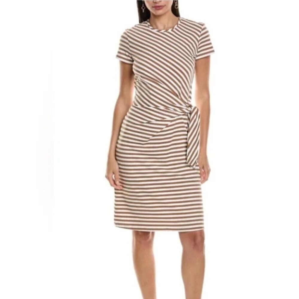 J. MCLAUGHLIN Elora Catalina Cloth Tie Dress Bangle Stripe Brown Sz XL $218 {O5} - Picture 2 of 6